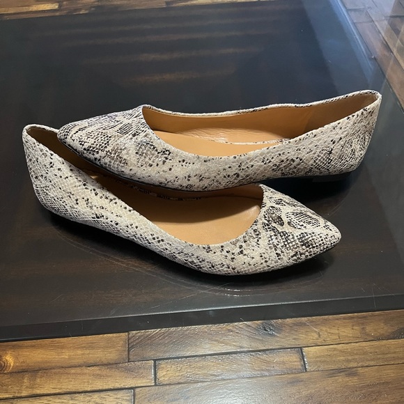Ann Taylor Loft Aubrey Snake Print Pointed Toe Flats Size 10 - Picture 10 of 10